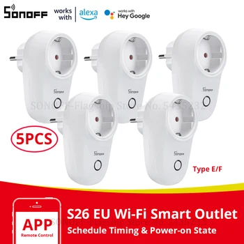 1/3/ 5PCS Itead SONOFF S26 WiFi Smart Plug EU Power Socket Bežična utičnica sa timer daljinski upravljač Radi Alexa Google Home