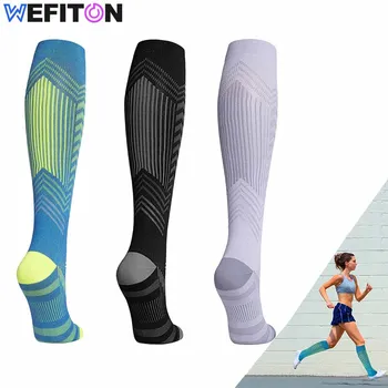 1 par ženskih kompresije čarapa za telad, reflektirajućim čarape do koljena sa ocjenjivanja 20-30 mm hg.stih, za sportski jogging, pješačenje