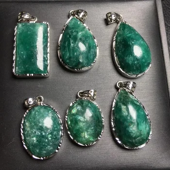 1 Predmet, Fengbaowu, prirodni Smaragd, лепидолит, kristalno Srce, Opseg, prizma, privjesak u obliku kapi vode, 925 Sterling Srebro modni nakit, poklon