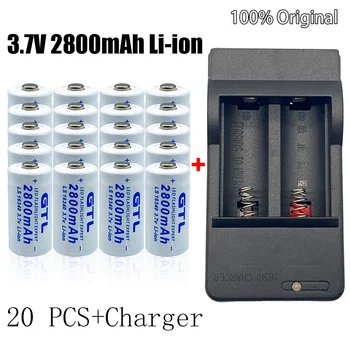 100% novi CR123A RCR123 ICR16340 Baterija 2800 mah 3,7 U Litij-ion Punjiva Baterija za Kamere za Sigurnost L70 + Punjač