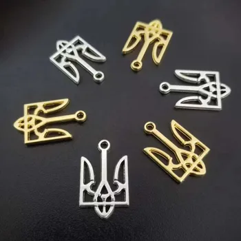 10шт 25x15 mm legura Nacionalni grb Ukrajine Oblik Šarm Ogrlica Ovjes Za izradu nakita