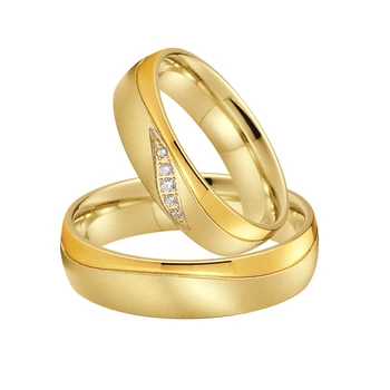 14k pozlaćeni vjenčano prstenje za parove, prsten sa kamenom na godišnjicu ljubavi unije, nakit za žene i muškarce od nehrđajućeg čelika