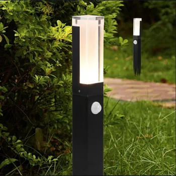 1pc Senzor pokreta 12 W led svjetiljka za vrtni travnjak Moderan vodootporan IP65 Aluminijska lampa na stupu od Vanjskog dvorišta Vila Krajolik rasvjeta