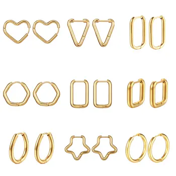 2 kom., Nehrđajući čelik, 9 Stilova, jednostavne žičane naušnice, prstenje, Moderan hip-hop piercing, nakit proizvod, Zlatna Boja, Prodaja na Veliko