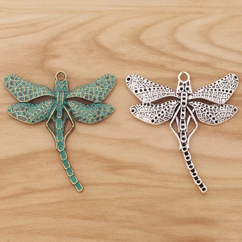 2 kom. zelene boje Bazni Velike dragonfly Privjesci u obliku insekata Privjesci za ogrlice nakit Pribor 55x50 mm