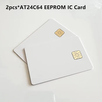 2 KOMADA smart kartica AT24C64 ISO7816 Zaštićena memorija 24C64 Veliki kamen sa 64k EEPROM Prazan povezivanje smart kartice IC bijele boje za ispis