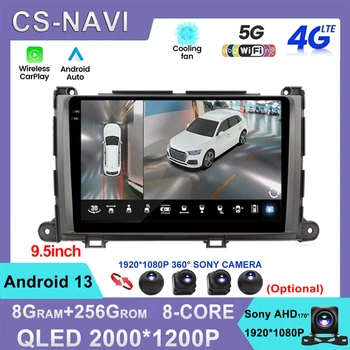 2000*1200 P Za Toyota Sienna 2009 2010 2011 2012 2013 2014 Android Auto Media Gps Player Stereo Radio 2 Din 8 CORE Full Fit
