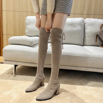 2021 g., nove jesenske cipele ženske čizme iznad koljena, ukusan viteški čizme na visoku petu, elastične čizme, ženske