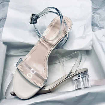 2021 Ljetni modni ženske sandale od prozirne trake, ženske cipele od PVC-a, rimske sandale na visoku petu s otvorenim vrhom, ženske cipele Q00052