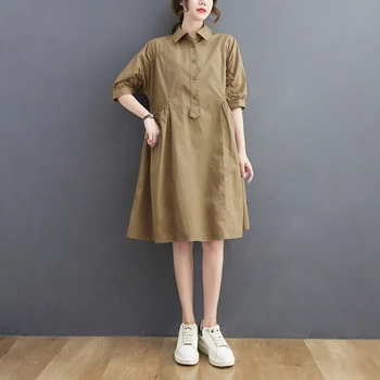 2023, korejski proljeće-ljeto moderan donje haljina-košulja s lapels, Besplatne Dnevne Haljine, Elegantna moderna ženska Odjeća