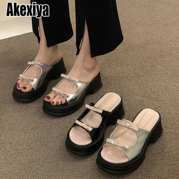 2023 Ljetne ženske papuče na platformi, modni ulične plaža japanke bez spajala na debelim potplatima, svakodnevne soft sandale s otvorenim vrhom