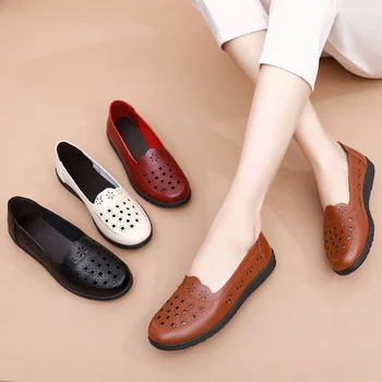 2023 Ljetnim Novi Trendi Sandale, Prozračna Kožne Cipele S Urezima, Ženske Cipele Na ravne Cipele, Cipele za Hodanje s Неглубокими rukavima