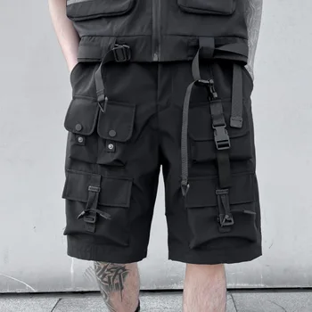 2023 ljetnim ulične ravne kratke hlače cool-teretni s više džepova, gospodo svakodnevne besplatne kratke hlače s fleksibilnim gumicom u struku, veličine M-XXL