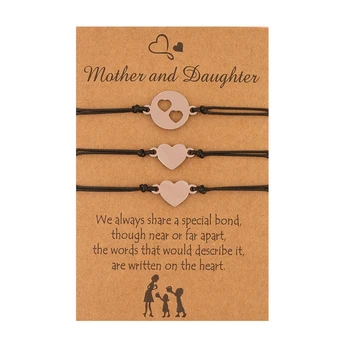 3 kom., narukvice za mame i kćeri, tkani narukvica u obliku srca, Pokloni