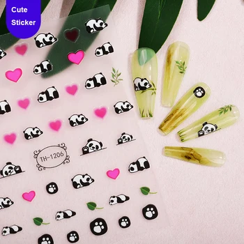 3D naljepnice za nokte, pribor za nokte slatka ljubimci panda medvjeda krava кавайный dizajn veliki komad ljepljive folije kornjače naljepnica za nokte