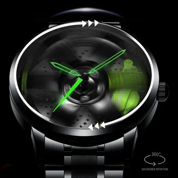3D Revolving model, jedinstveni satovi na rubu, sat na rubu sportskog automobila, vodootporan kreativni satovi, muški ručni sat kotača, sat