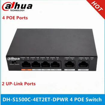 4-kanalni switch PoE Dahua DH-S1500C-4ET2ET-DPWR 4-kanalni Ethernet preklopnik s udaljenosti prijenosa napajanje 250 m Podržava PoE PoE+ i Hi-PoE