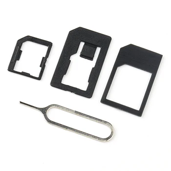 4 kom./compl., popravak, crna faktora transformacije mobilni telefon s pin-om za kartice, pribor, praktičan, izdržljiv adapter za Micro SIM DIY 5 4 4S