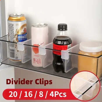 4 Razdjelnik za pohranu u hladnjaku Uvlačenje plastični odbojna guma za spremanje kuhinjskog boce za police organizator