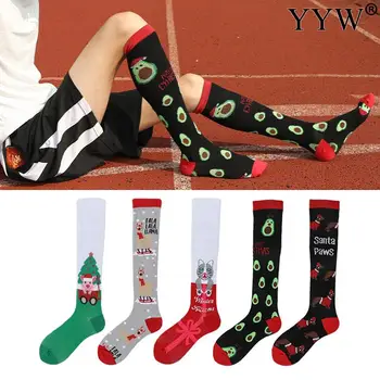 5 Parova sportskih božićne čarape pod pritiskom, muške i ženske sportske kompresije čarape, tenisice, zimske čarape, muške božić Djed Mraz