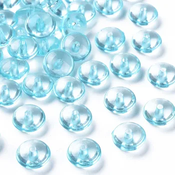 500 g prozirnih akrilnih perli, plosnate, okrugle, srednje tirkizne boje, 14x7 mm, otvor: 2 mm, oko 615 kom./500 g