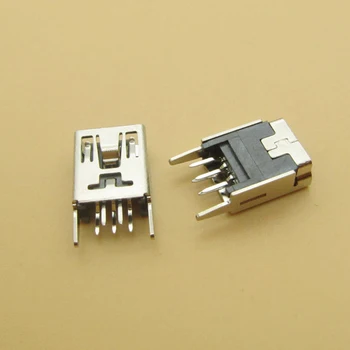 50ШТ Mini-USB Tip B Ženski 5-Pinskog DIP Vertikalni Nožna Priključak za pcb 180 stupnjeva V3 Micro USB