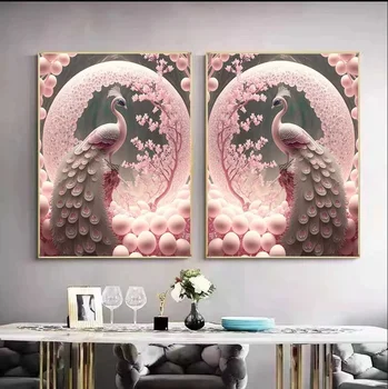 5D Diamond mozaik Pink Paun Diamond slikarstvo životinja Vez križem DIY Kit Prodaja gorski kristal slike home dekor umjetnost
