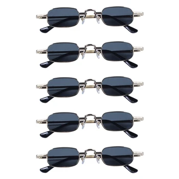 5X retro-punk-naočale, prozirne trg sunčane naočale, ženske retro sunčane naočale, gospodo metalne rimless-Crna, siva i zlatni