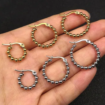 6 kom./lot, novi trendi naušnice-prstenovi od nehrđajućeg čelika s perlicama zlatne boje za žene, nakit, vjenčani dar, prodaja na Veliko tvornice