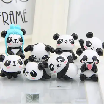8 kom./compl., slatka igračka figurice sa slike pande iz crtića, krajolik, Vilinski vrt, minijaturni dekor u kineskom stilu, Кавайные panda, model životinja