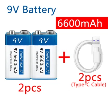 9 6600 mah li-ion punjiva baterija Type-C, USB, Baterija od 9 v litij za Dmm, Mikrofona, Igračka daljinskog upravljača KTV