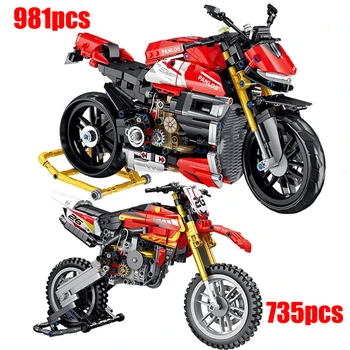 981 kom., MOC Technical Expert Construction, Trkaći motocikl, blokovi, gradska autocesta motocikl, cigle, Igračke za djecu