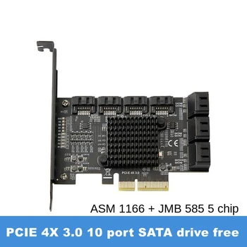Adapter SATA PCI-E 10 Priključnica PCI Express X4 Na SATA 3,0 brzinama sučelja 6 Gb/s, Kontroler kartice za Proširenje za hard disk ASM1166, Pribor