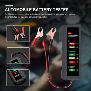 Automatski tester baterija 12 v, digitalni elektronski tester generatora izmjenične struje, 6 led display, mini-za automobile, motocikle, kamione, automobile
