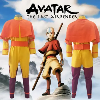 Avatar: Posljednji Osvajač Zraka Cosplay Odijelo Аанга Narančasto Odijelo za odrasle na Halloween Top, Kaput, Hlače, Komplet Pribor, Karnevalska Odijevanje