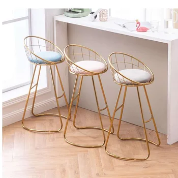 Bar stolica moderni namještaj od kovanog željeza jednostavne visoke stolice skandinavski stolice s naslonom za šminkanje mekana torba toaletni stolac