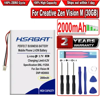 Baterija HSABAT 2000 mah za slušalice Creative Zen Vision M BA20603R79914 DVP-HD0003