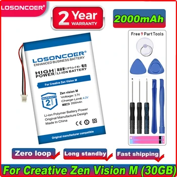 Baterija LOSONCOER 2000mAh za slušalice Creative Zen Vision M BA20603R79914 DVP-HD0003
