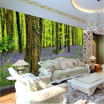 beibehang Custom Pozadine 3D Stereo Velike Freske Šumske biljke i cvijeće dnevni boravak kauč spavaća soba bljeskalica srebrna tkanina