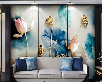 beibehang Novi kineski tinte 3d desktop lotus nakit jednostavan reljef pozadina zidne ukrasne slikarstvo tapete za zidove 3 d