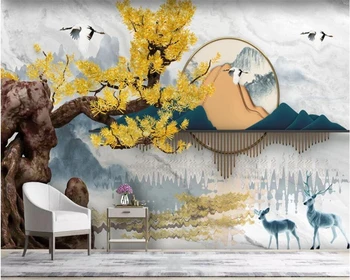 beibehang papel de parede Individualne novi kućni desktop u kineskom stilu sa zlatnim krajoliku i mramornim uzorkom na pozadini od papier-mache