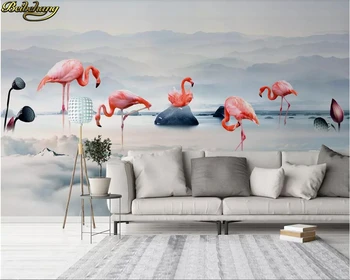 beibehang, pozadina na red, freske, skandinavski minimalizam, oblaka, tuča, flamingo, daleki planinski pozadine, wallpapers, 3D desktop