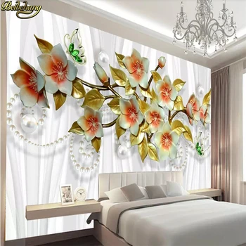beibehang Prilagođene 3D desktop freska 3d luksuzna orhideja metalni nakit TV pozadina desktop home dekor papel de parede