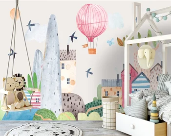 beibehang Prilagođene Nove tapete od papier-mache, moderna nordijsko ručno oslikana, crtani vodene boje, pozadina desktop za dječje sobe, spavaće sobe