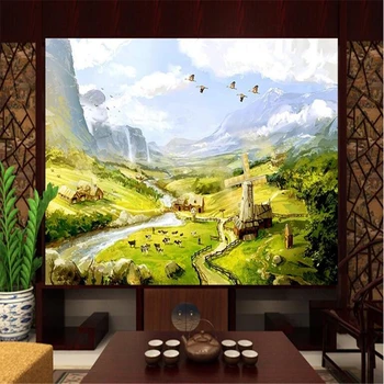 beibehang Prilagođene zidne tapete ekstravagantan пасторальный europski krajolik HD ulje na platnu TV pozadina zidno slikarstvo od papier-mache 3d