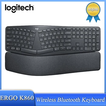 Bežična Bluetooth tipkovnica Logitech ERGO K860, ergonomski split tipkovnica s postoljem za ručni zglob za računalo, prijenosno računalo, poslovni ured