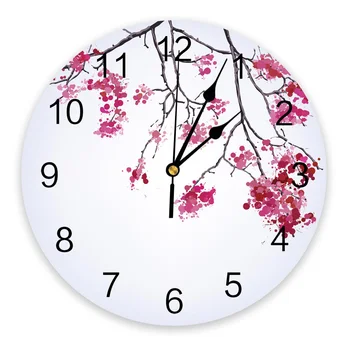 Biljka Pink Cvjetnih Grančica PVC Zidne satove Moderan Dizajn Uređenje dnevnog boravka Zidni sat Home dekor Zid digitalni sat