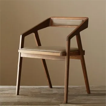 Blagovaona stolice od punog drveta u skandinavskom stilu, jednostavno udoban stolac za pregovore, američka stolica za odmor s leđa, namještaj za dnevni boravak