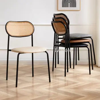 Blagovaona stolice od ratana u skandinavskom stilu, kreativna kućanstvo moderne metalne stolice trpezarijski za primanje gostiju Cadeira De Jantar kućanskih predmeta WZ50DC