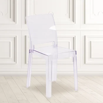 Blagovaona stolice s trga naslonom od prozirnog kristala, Polikarbonata, plastike, snažan i izdržljiv, 19,50x15,75x32,50 cm